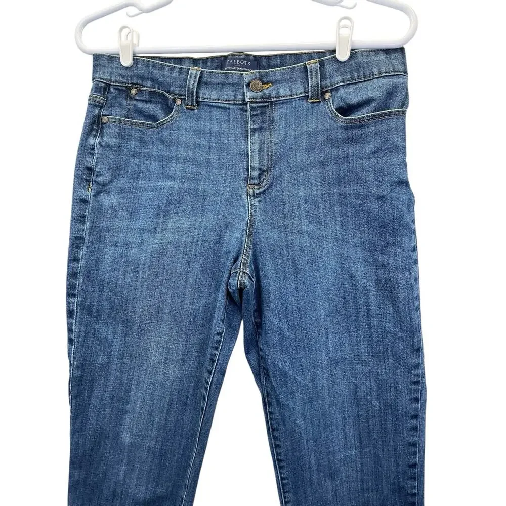 Talbots Jeans Womens 14 Curvy Simply Flattering 5 Pocket Straight Blue Denim - Picture 3 of 11